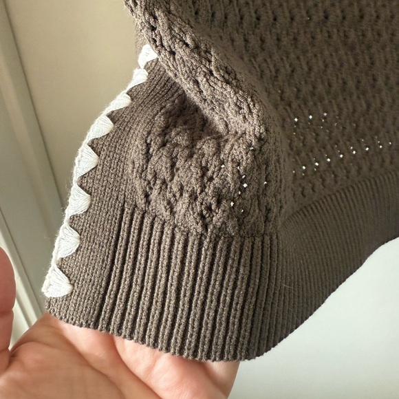 NWT LOFT Lou & Grey Crochet Pointelle Half Zip Sweater Tank top - Picture 7 of 8